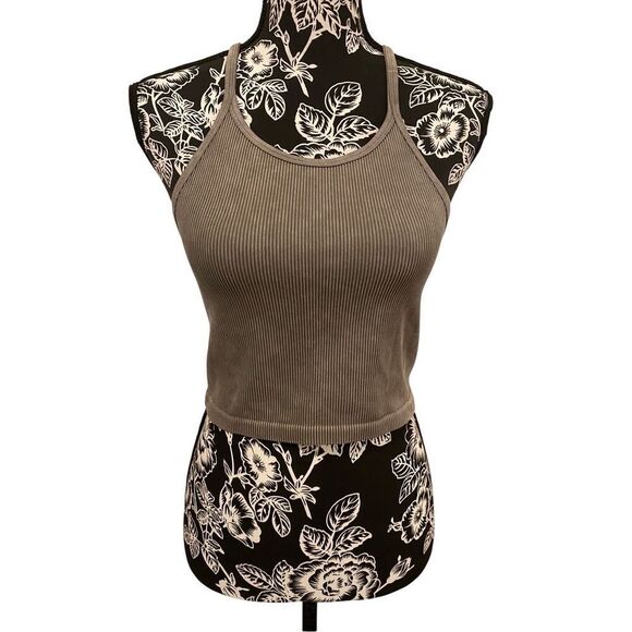 AS Revival Ribbed Racerback Cropped Cami Tank Top Crop Workout Sleepwear - Picture 1 of 12
